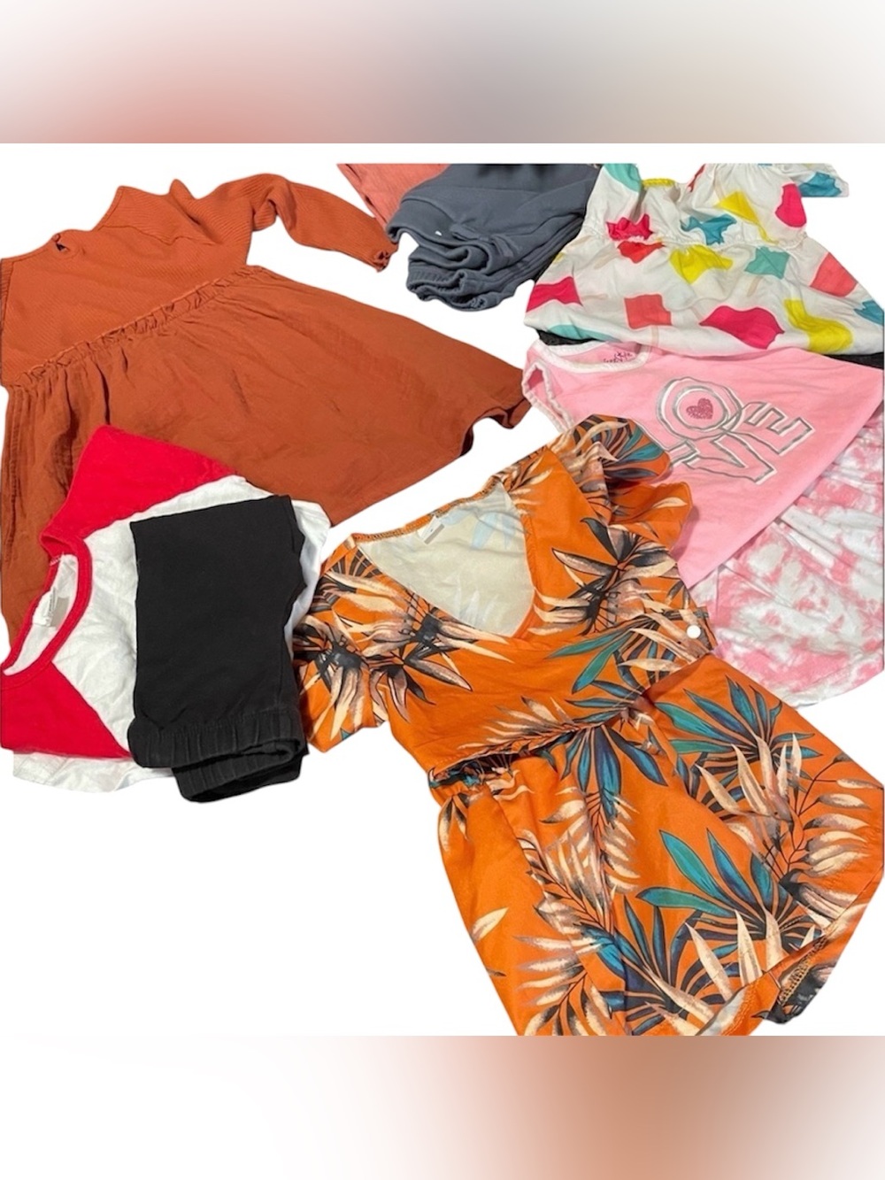 Toddler Girl Clothing Bundle Size 2T.  7-Pcs Mixed Brands Dresses, Tops, Legging